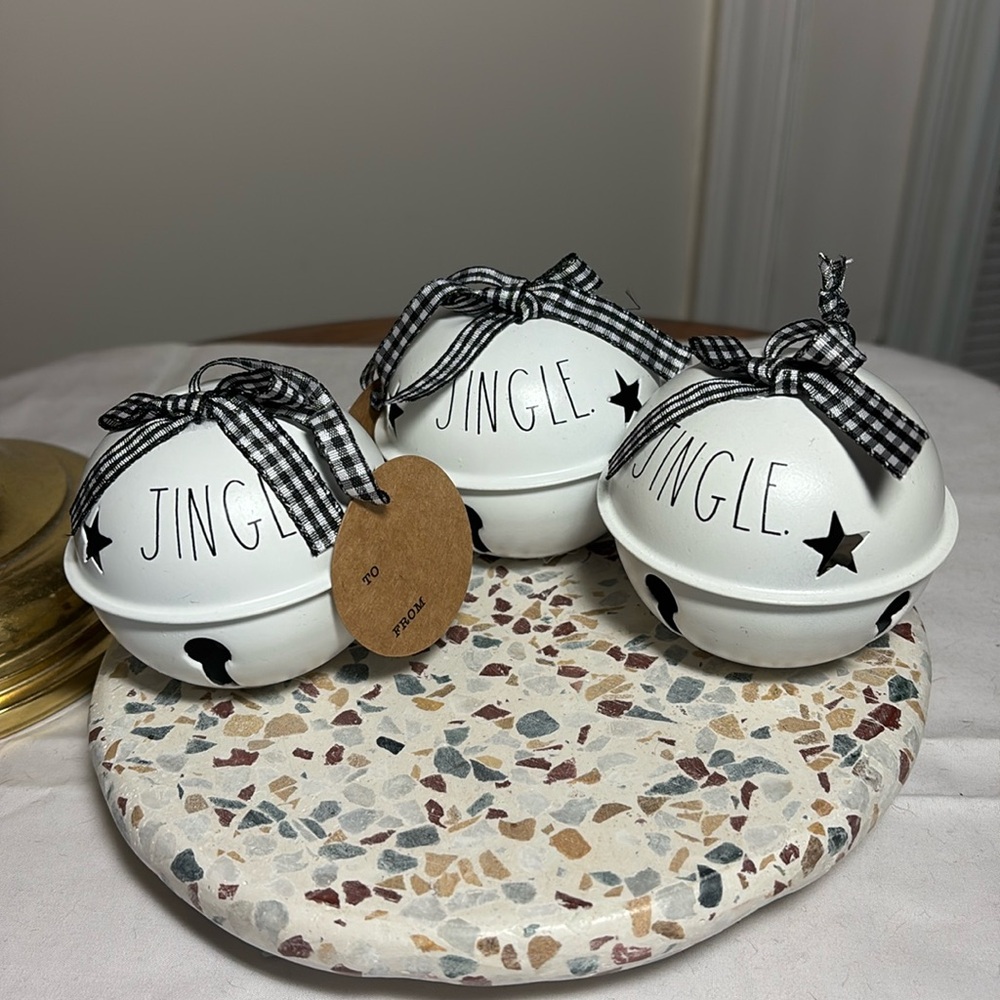 COPY - Rae Dunn Jingle Bell gift topper/ ornament set